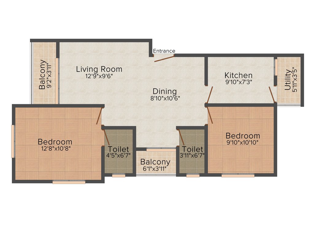 Coral Auriga (2BHK+2T (962 sq ft) 962 sq ft)