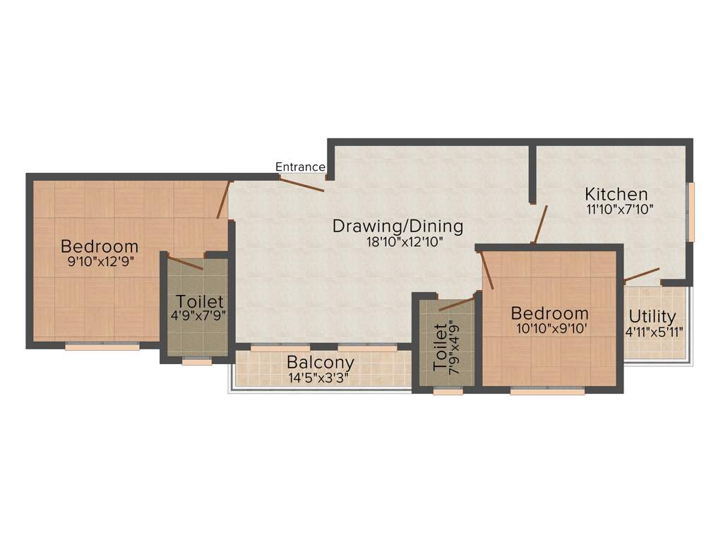 Coral Auriga (2BHK+2T (1,124 sq ft) 1124 sq ft)