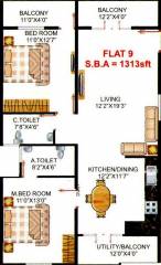 PNR Ushodaya Trinity (2BHK+2T (1,313 sq ft) 1313 sq ft)