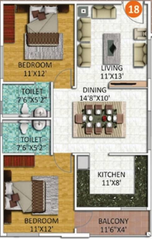 SSVR Laurel (2BHK+2T (1,035 sq ft) 1035 sq ft) SSVR Laurel (2BHK+2T (1,035 sq ft) 1035 sq ft)