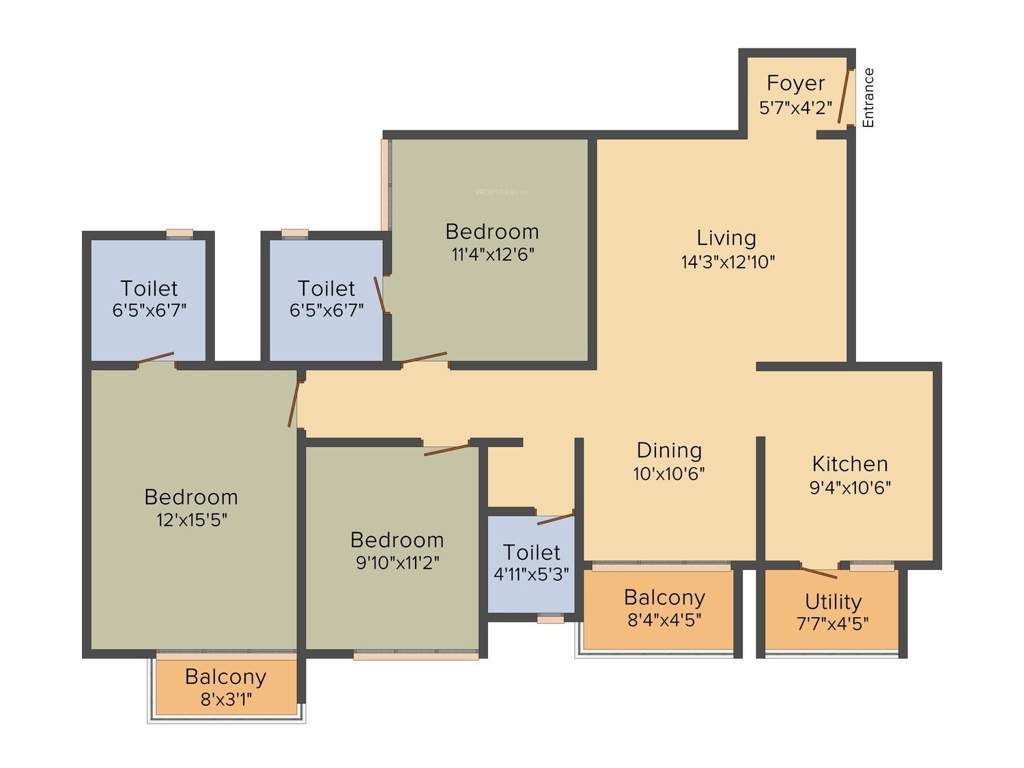 Oceanus Vista Phase 2 (3BHK+3T (1,603 sq ft) 1603 sq ft)