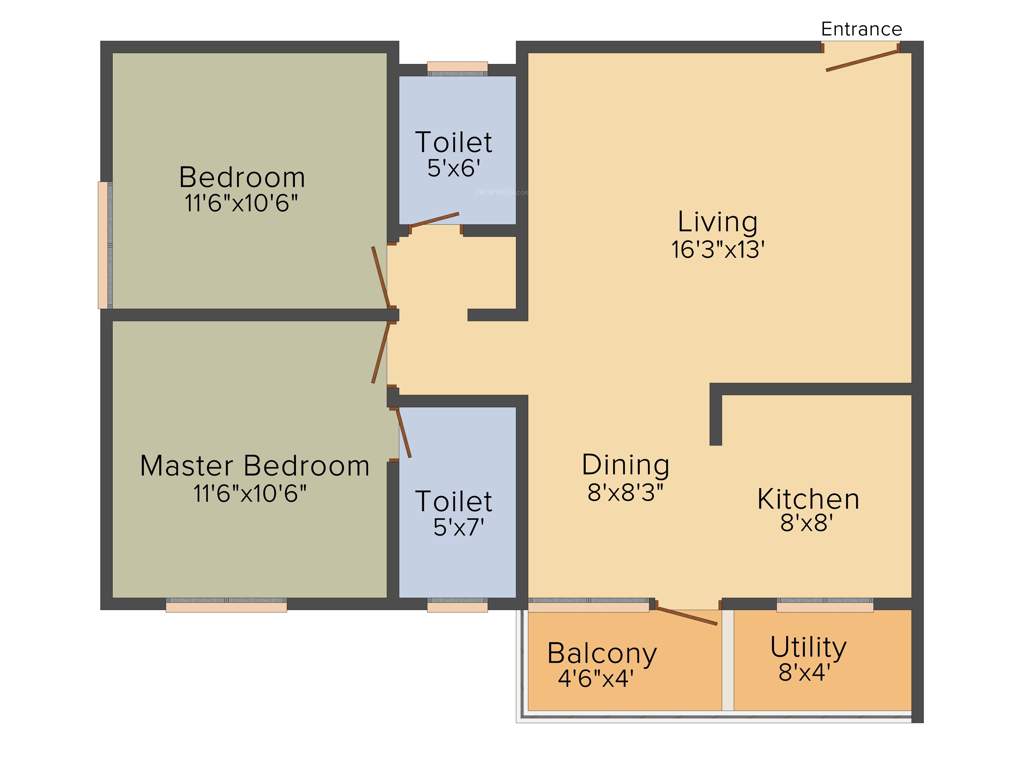 Druva Daffodils (2BHK+2T (1,050 sq ft) 1050 sq ft)