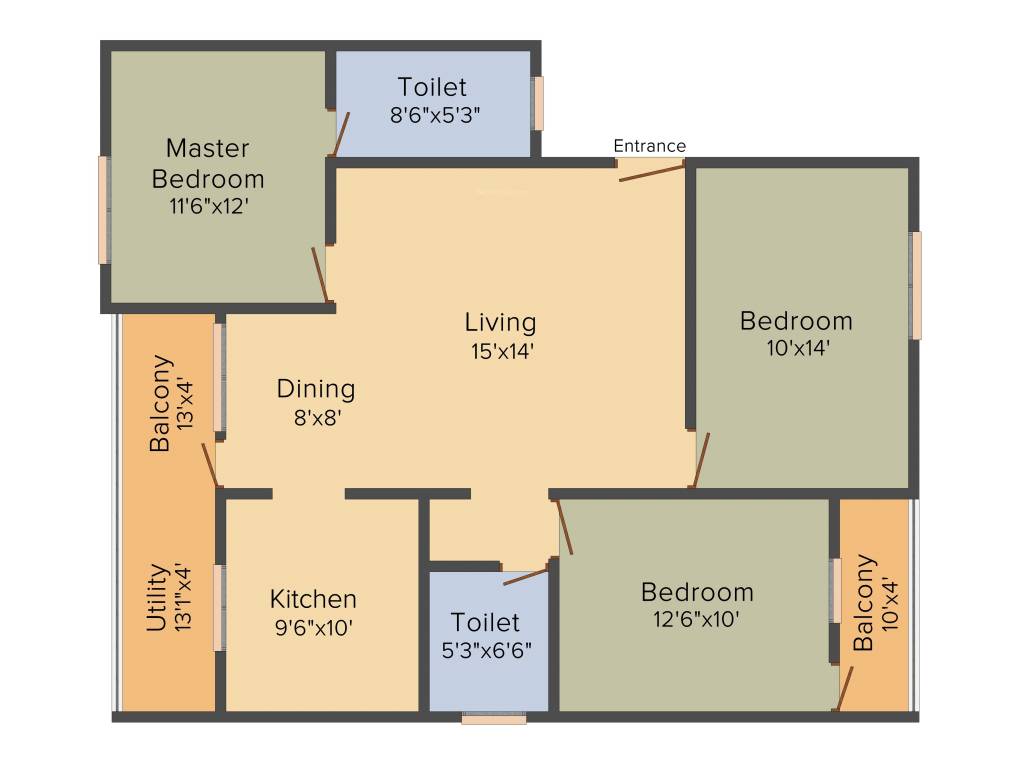 Druva Daffodils (3BHK+2T (1,335 sq ft) 1335 sq ft)