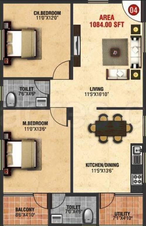 NSR Sarovar (2BHK+2T (1,084 sq ft) 1084 sq ft) NSR Sarovar (2BHK+2T (1,084 sq ft) 1084 sq ft)
