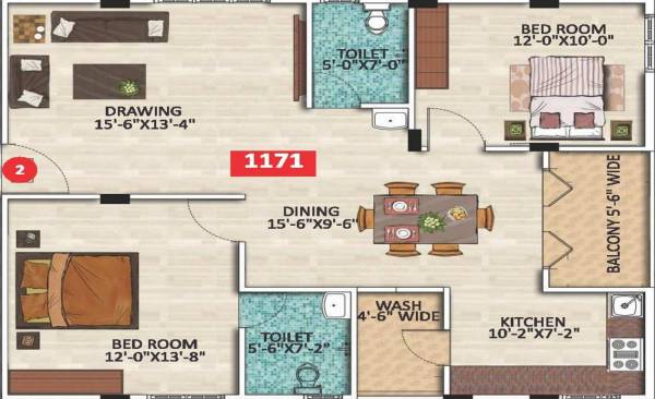 Chethana Green Park (2BHK+2T (1,171 sq ft) 1171 sq ft) Chethana Green Park (2BHK+2T (1,171 sq ft) 1171 sq ft)