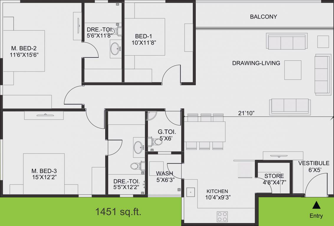 Sangath Posh (3BHK+3T (1,451 sq ft) 1451 sq ft) Sangath Posh (3BHK+3T (1,451 sq ft) 1451 sq ft)