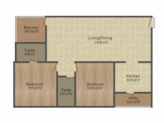 NVS Soma Enclave (2BHK+2T (1,136 sq ft) 1136 sq ft)