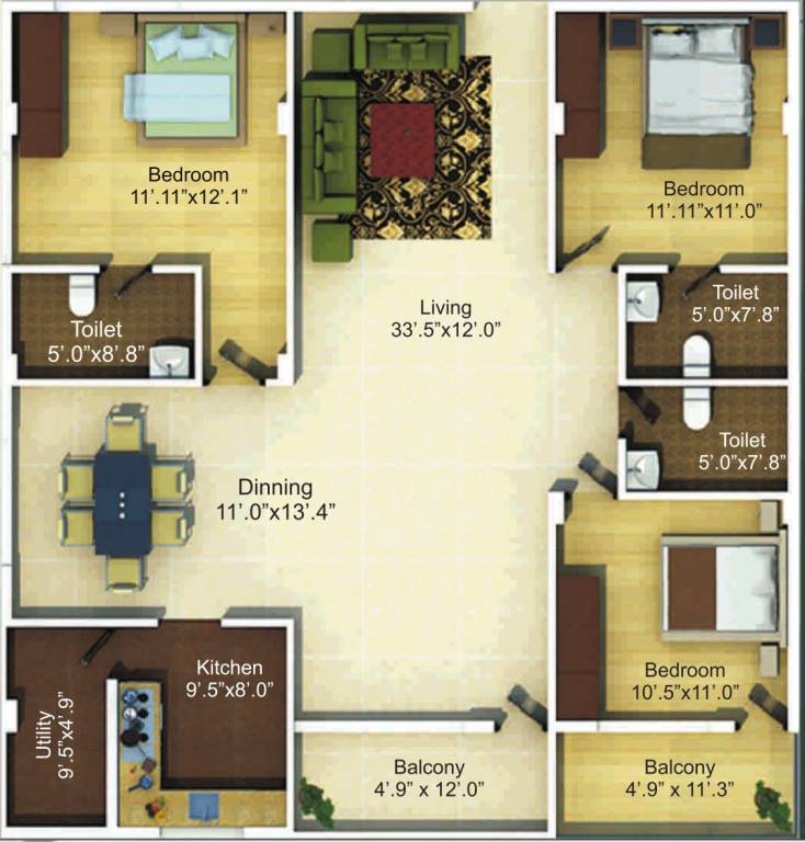 NVS Soma Enclave (3BHK+3T (1,856 sq ft) 1856 sq ft)