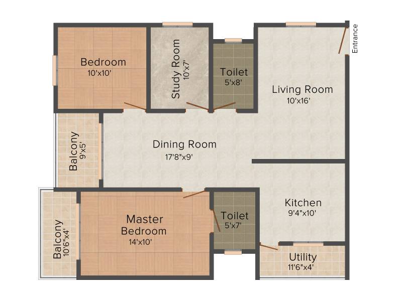 Disha Windsor Gardens (2BHK+2T (1,305 sq ft)   Study Room 1305 sq ft)