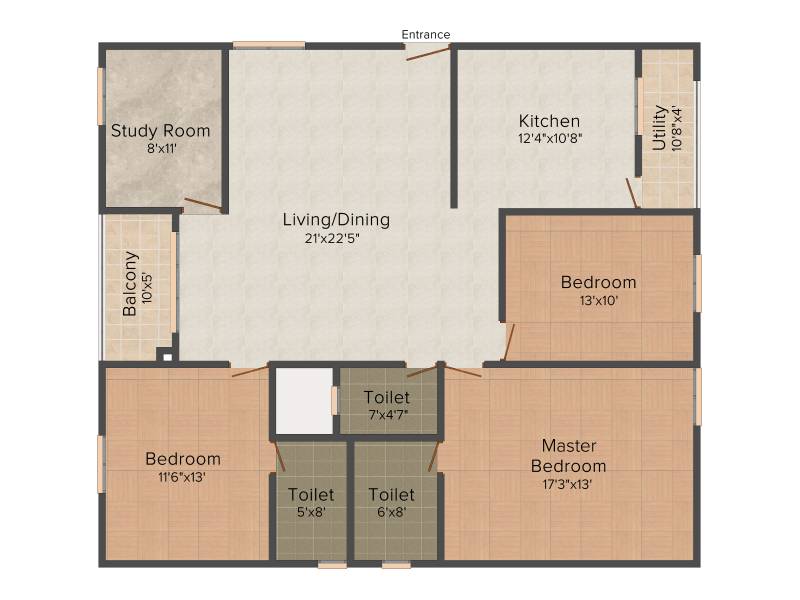 Disha Windsor Gardens (3BHK+3T (1,839 sq ft)   Study Room 1839 sq ft)