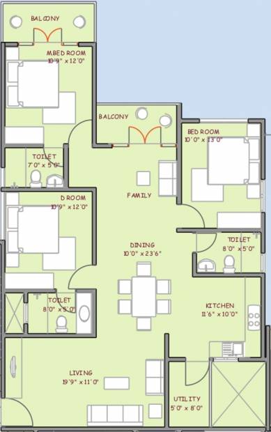 DNA Ariston (3BHK+3T (1,452 sq ft) 1452 sq ft)