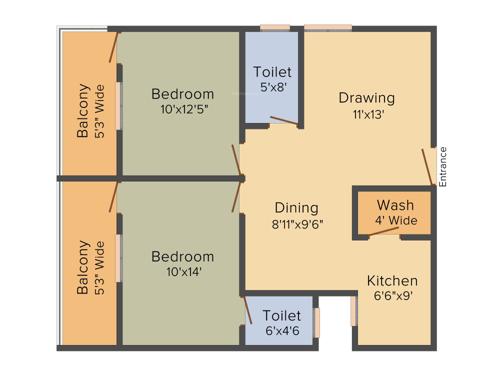 Sree Mahaveer Srinivasa Sunridge (2BHK+2T (1,130 sq ft) 1130 sq ft)