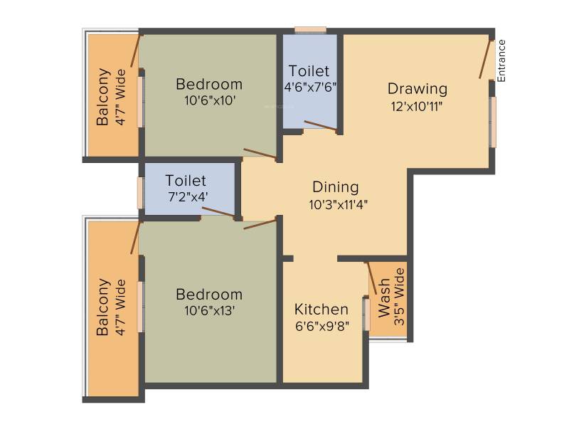 Sree Mahaveer Srinivasa Sunridge (2BHK+2T (1,006 sq ft) 1006 sq ft)