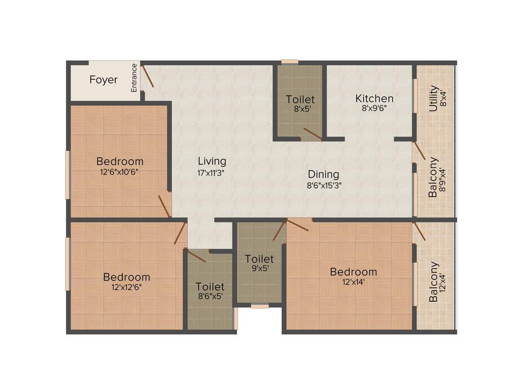 Akul Residency (3BHK+3T (1,545 sq ft) 1545 sq ft)