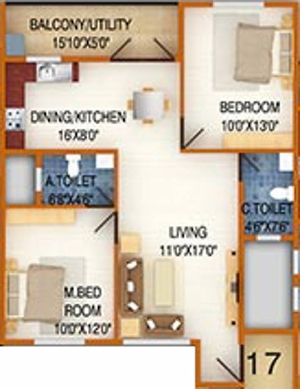 DS DSMAX SILVER WOOD (2BHK+2T (1,015 sq ft) 1015 sq ft)