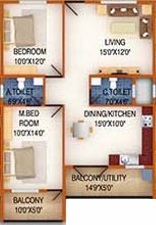 DS DSMAX SILVER WOOD (2BHK+2T (1,250 sq ft) 1250 sq ft)