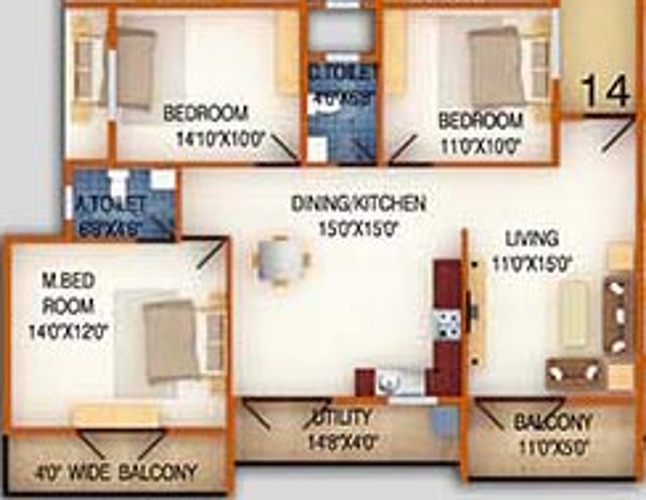 DS DSMAX SILVER WOOD (3BHK+2T (1,665 sq ft) 1665 sq ft)