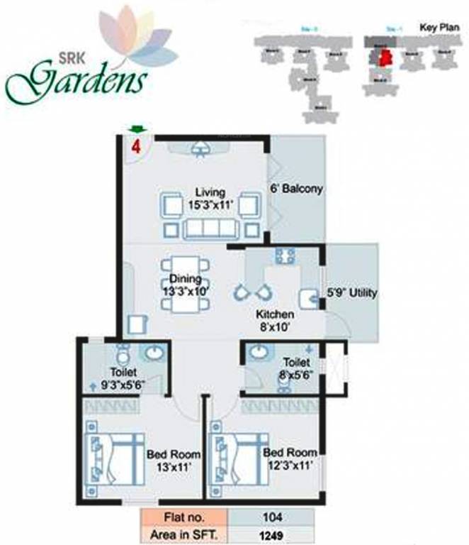 SRK Gardens (2BHK+2T (1,249 sq ft) 1249 sq ft) SRK Gardens (2BHK+2T (1,249 sq ft) 1249 sq ft)