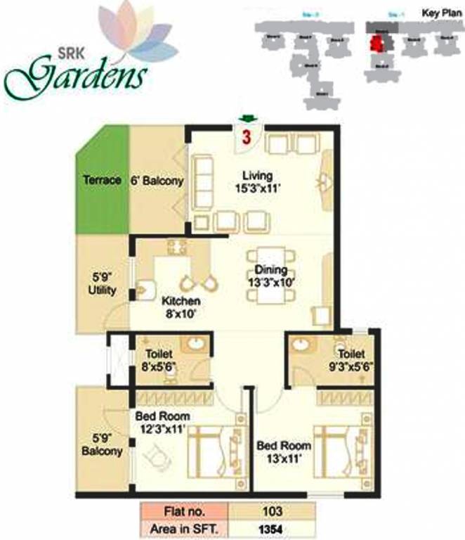 SRK Gardens (2BHK+2T (1,354 sq ft) 1354 sq ft) SRK Gardens (2BHK+2T (1,354 sq ft) 1354 sq ft)