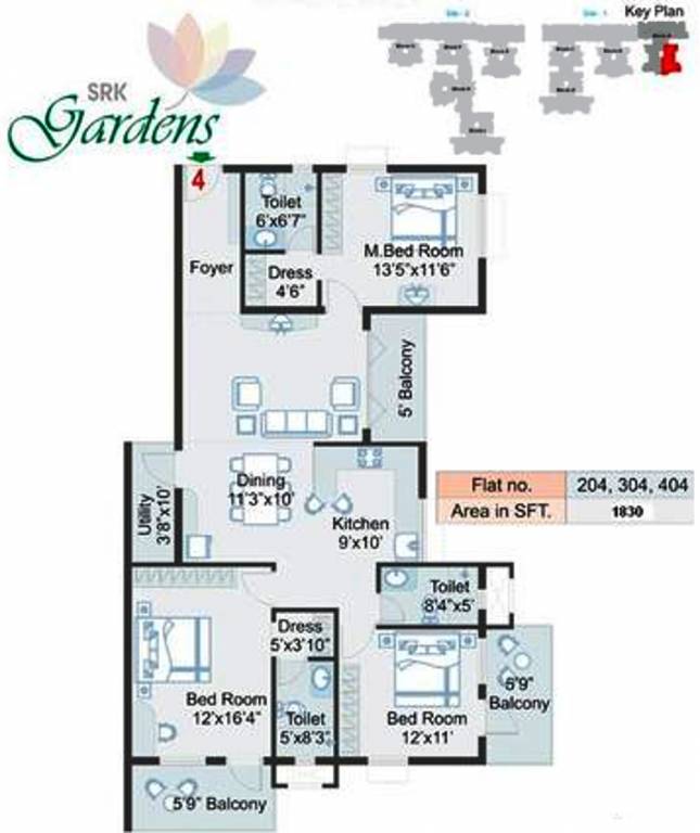SRK Gardens (3BHK+3T (1,830 sq ft) 1830 sq ft) SRK Gardens (3BHK+3T (1,830 sq ft) 1830 sq ft)