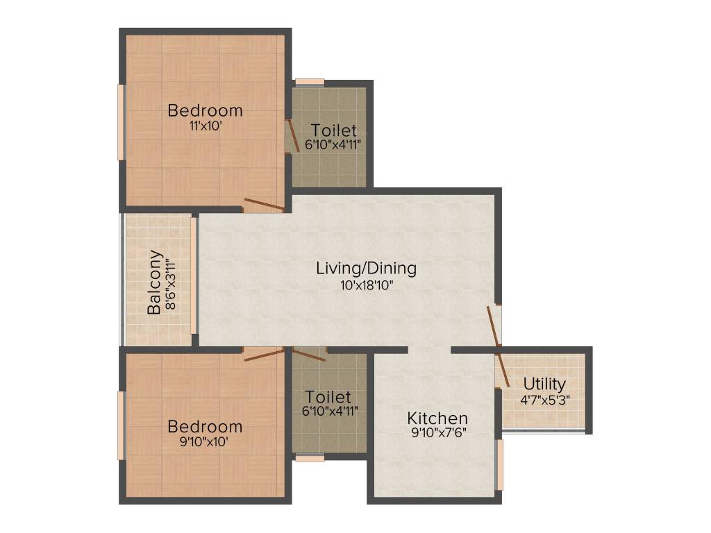 Altius Ardour (2BHK+2T (855 sq ft) 855 sq ft)