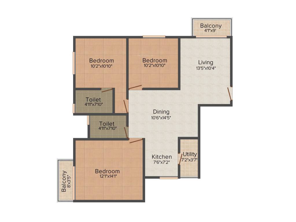 Altius Ardour (3BHK+2T (1,190 sq ft) 1190 sq ft)