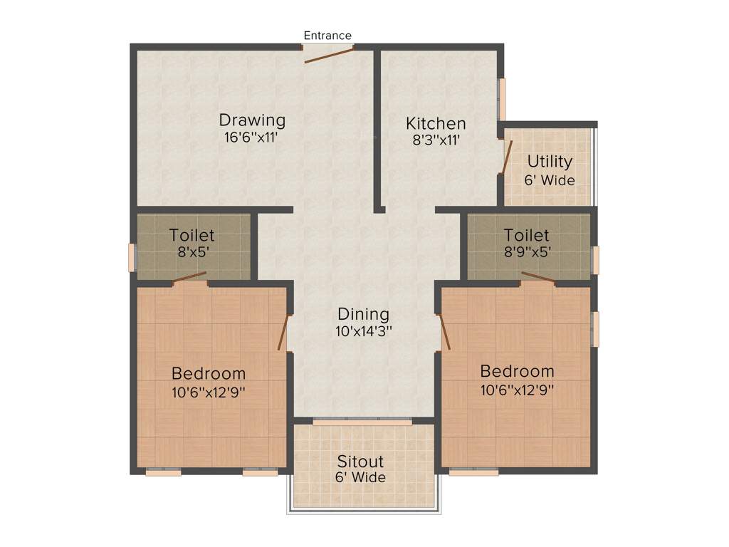 Saroj Tulip (2BHK+2T (1,245 sq ft) 1245 sq ft)
