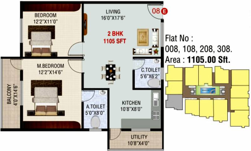 Laxmi Global Meadows (2BHK+2T (1,105 sq ft) 1105 sq ft)