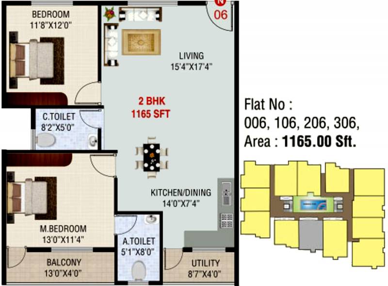 Laxmi Global Meadows (2BHK+2T (1,165 sq ft) 1165 sq ft)