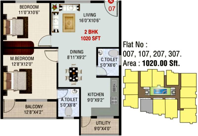 Laxmi Global Meadows (2BHK+2T (1,020 sq ft) 1020 sq ft)