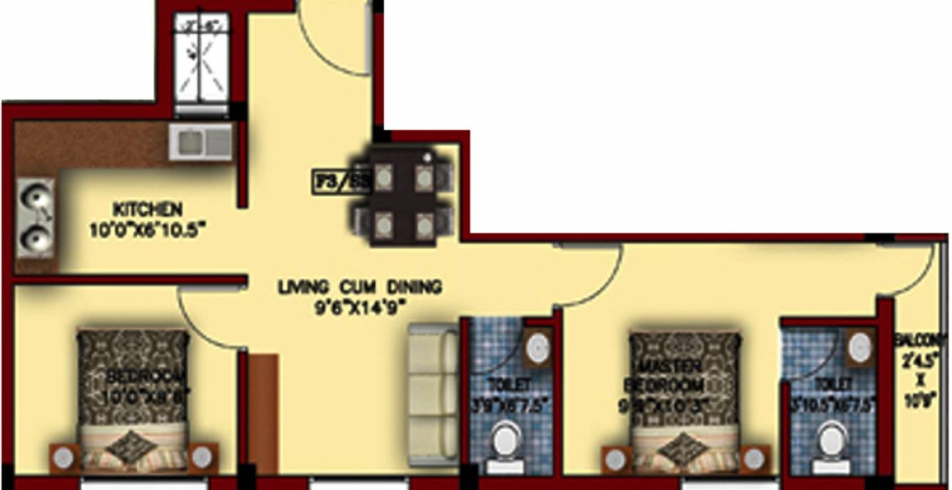 Ram Tulip Garden (2BHK+2T (788 sq ft) 788 sq ft) Ram Tulip Garden (2BHK+2T (788 sq ft) 788 sq ft)