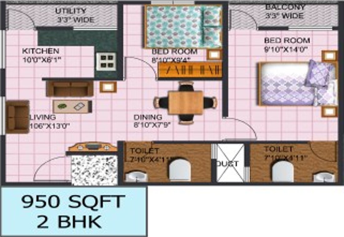 Dreamz Infra Sadan (2BHK+2T (950 sq ft) 950 sq ft)