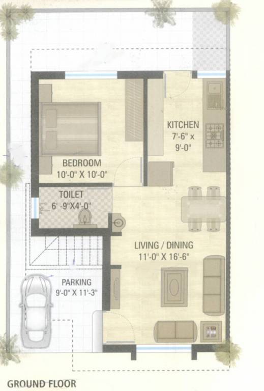  bunglows Floor Plan Ground Floor Plan
