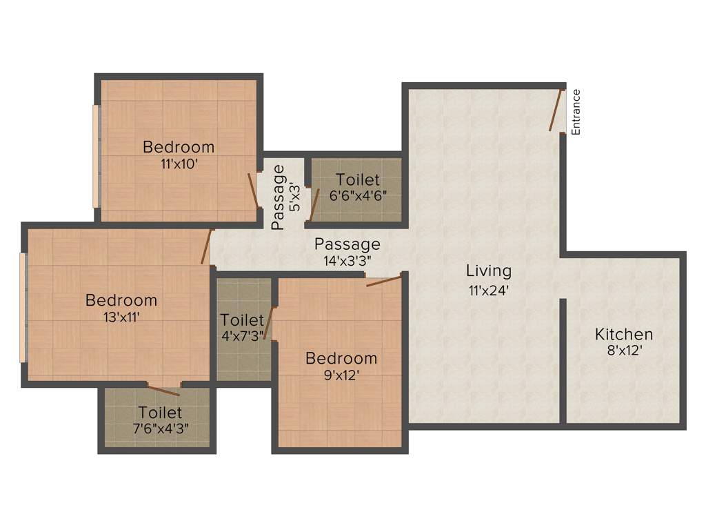 Vibgyor Habitat (3BHK+3T (885 sq ft) 885 sq ft)