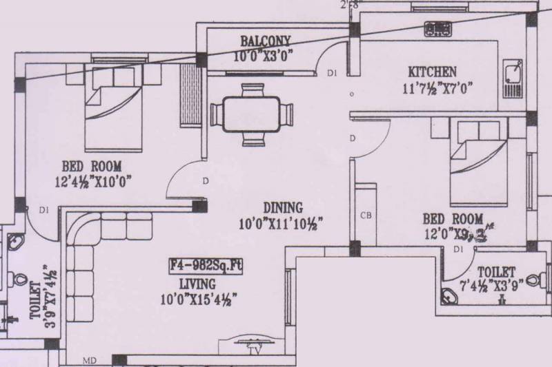 HM Apartments (2BHK+2T (982 sq ft) 982 sq ft)