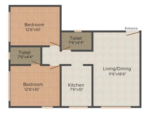 Vibgyor Primus (2BHK+2T (658 sq ft) 658 sq ft)