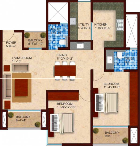 Southern Residency Park (2BHK+2T (1,333 sq ft) 1333 sq ft)