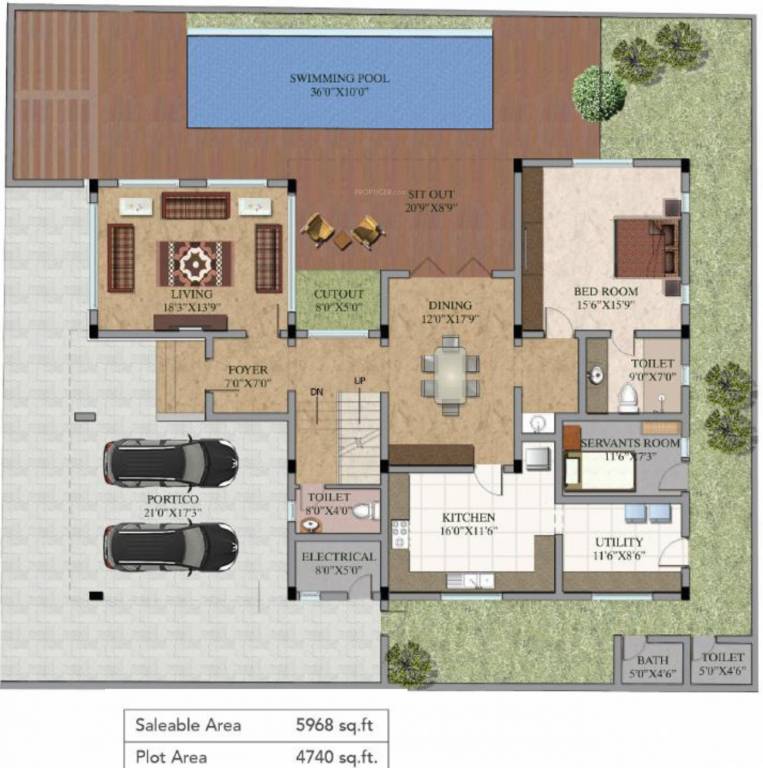 Devinarayan Aquarelle (4BHK+5T (5,968 sq ft)   Servant Room 5968 sq ft)