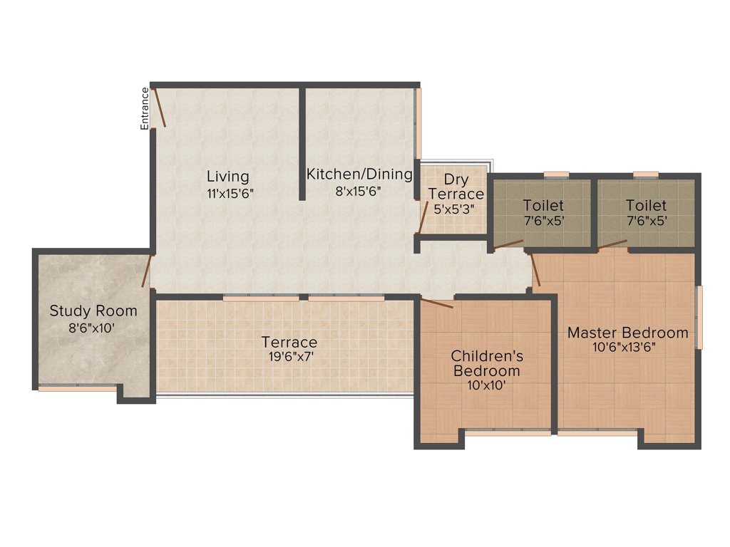 Arihant Suda Suman (2BHK+2T (1,266 sq ft)   Study Room 1266 sq ft)