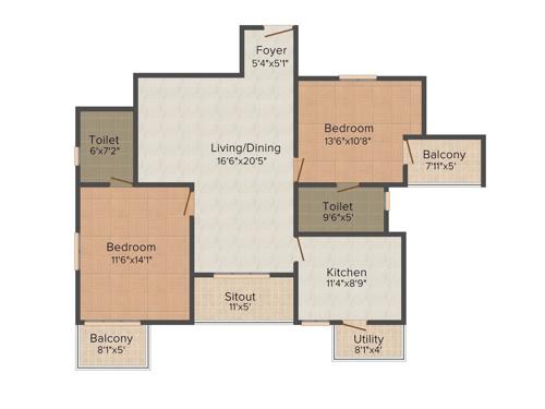 Monarch Serenity (2BHK+2T (1,292 sq ft) 1292 sq ft) Monarch Serenity (2BHK+2T (1,292 sq ft) 1292 sq ft)
