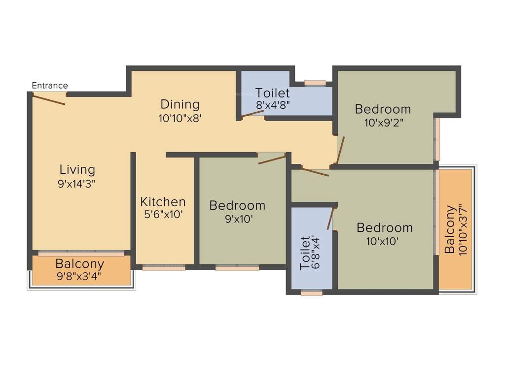 Shree OHM Towers (3BHK+2T (1,026 sq ft) 1026 sq ft)