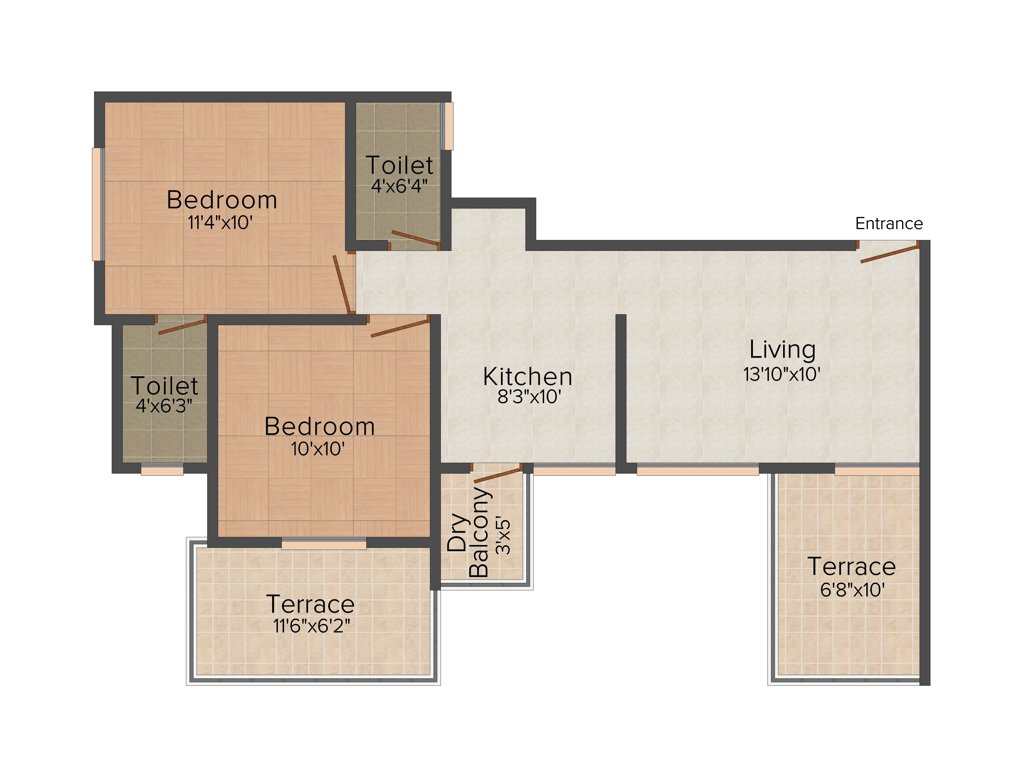 Delight Eco Park (2BHK+2T (877 sq ft) 877 sq ft)
