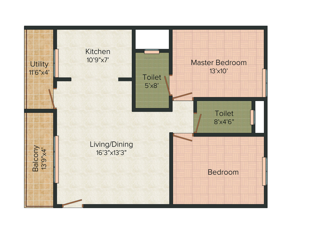 PSR Aster (2BHK+2T (1,095 sq ft) 1095 sq ft)