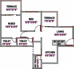 Prime Utsav Home (2BHK+2T (956 sq ft) 956 sq ft)