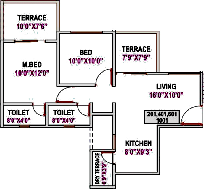 Prime Utsav Home (2BHK+2T (956 sq ft) 956 sq ft)