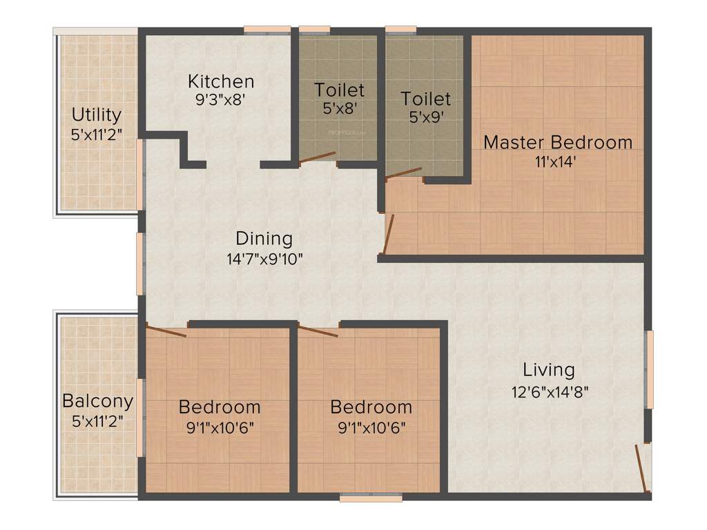 President Leon (3BHK+3T (1,325 sq ft) 1325 sq ft)