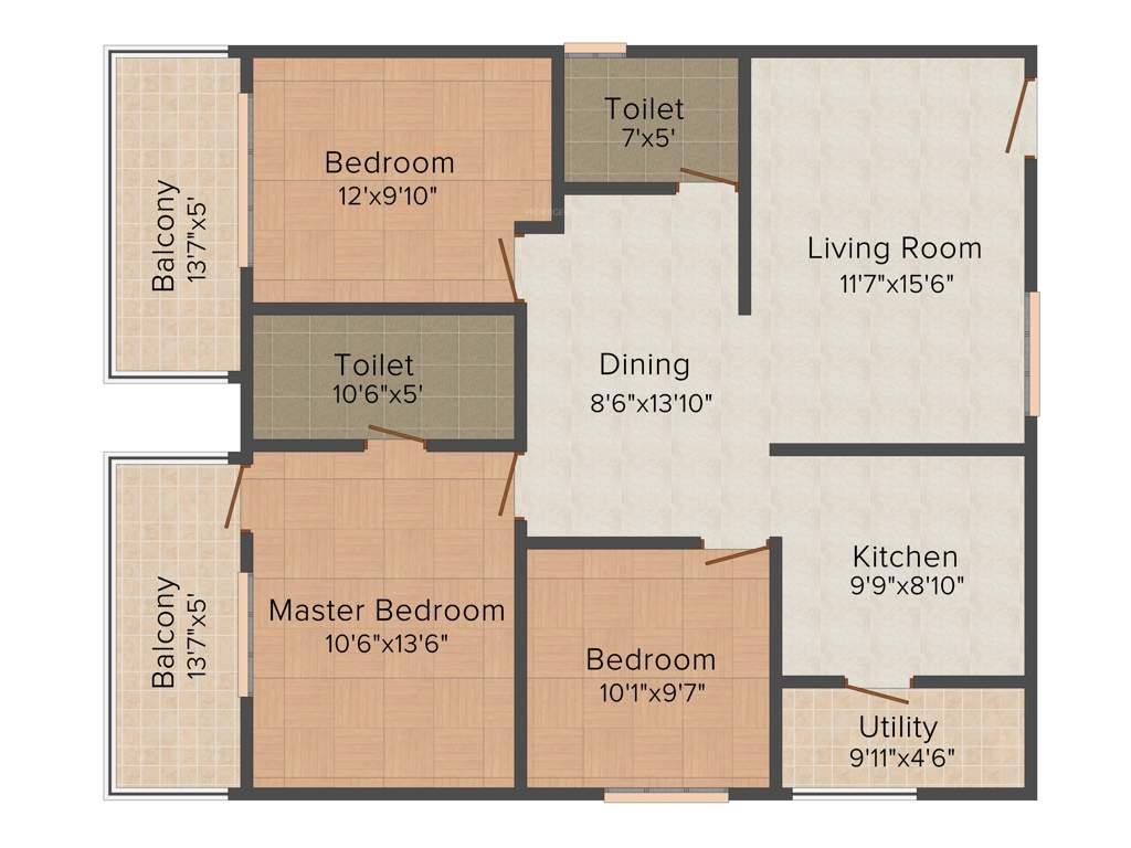 President Leon (3BHK+3T (1,350 sq ft) 1350 sq ft)