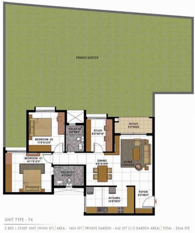 Prestige Casabella (3BHK+3T (2,046 sq ft) 2046 sq ft)