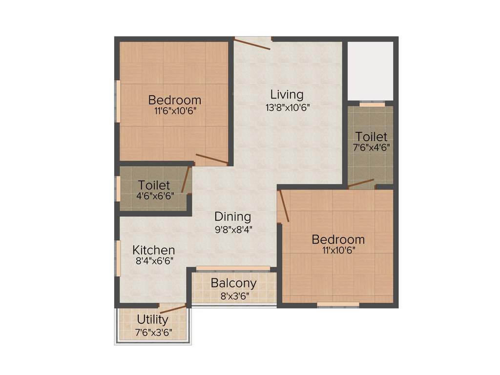 Celebrity Square (2BHK+2T (830 sq ft) 830 sq ft)