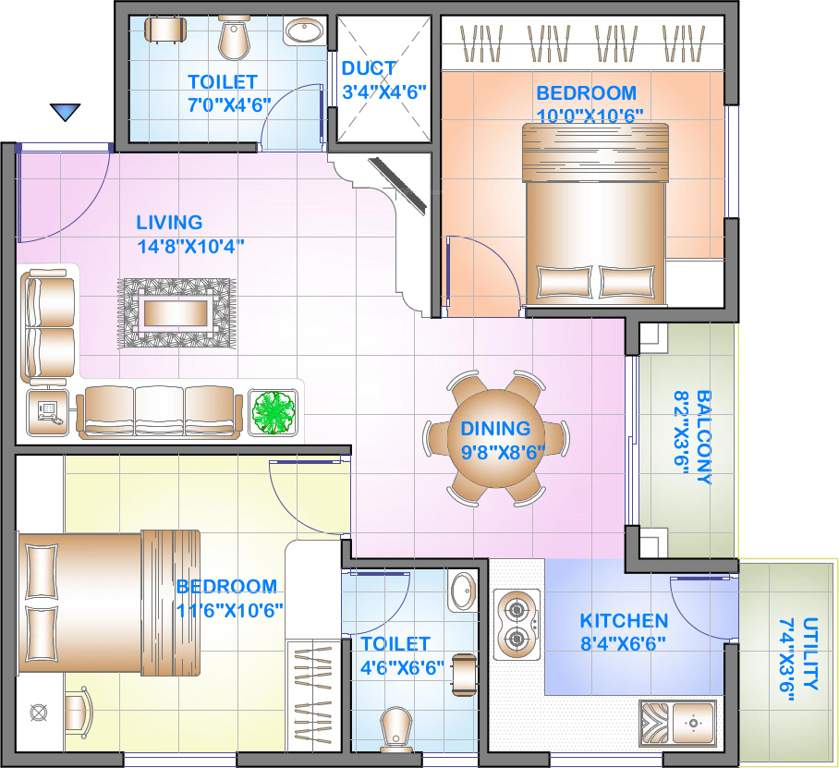 Celebrity Square (2BHK+2T (824 sq ft) 824 sq ft)